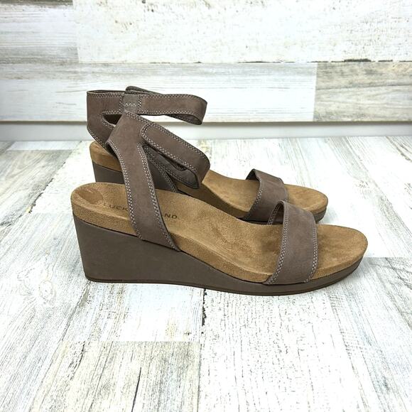Lucky Brand Women’s 10 Tan Leather Strappy Wedge Ankle Strap Sandals - Picture 5 of 8